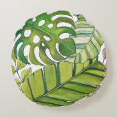 Tropische lekkage in Waterverf Rond Kussen (Achterkant)