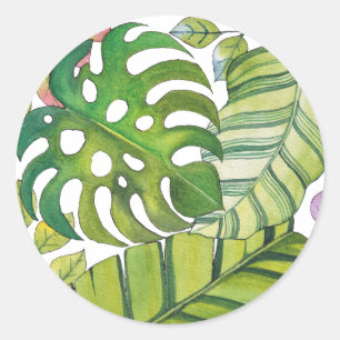 Tropische lekkage in Waterverf Ronde Sticker