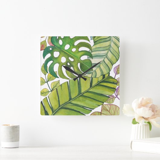 Tropische lekkage in Waterverf Vierkante Klok (Huis)