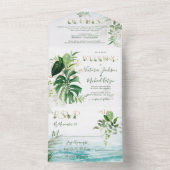 Tropische lekkernij-strand bruiloft all in one uitnodiging (Binnen)