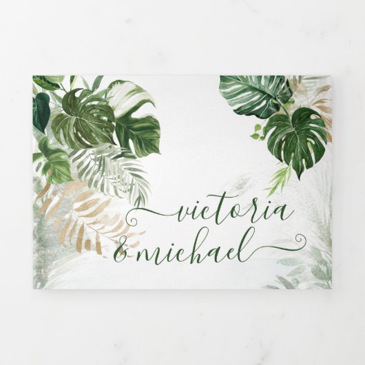 Tropische lekkernij-strand bruiloft drieluik uitnodiging (Cover)