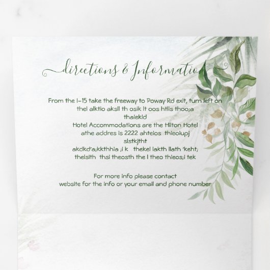 Tropische lekkernij-strand bruiloft drieluik uitnodiging (Binnenzijde eerst)