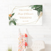 Tropische lekkers Gold Lijst Waterverf bruiloft Spandoek (Insitu)