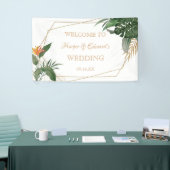 Tropische lekkers Gold Lijst Waterverf bruiloft Spandoek (Beurs)