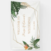 Tropische lekkers Gold Lijst Waterverf bruiloft Spandoek (Verticaal)