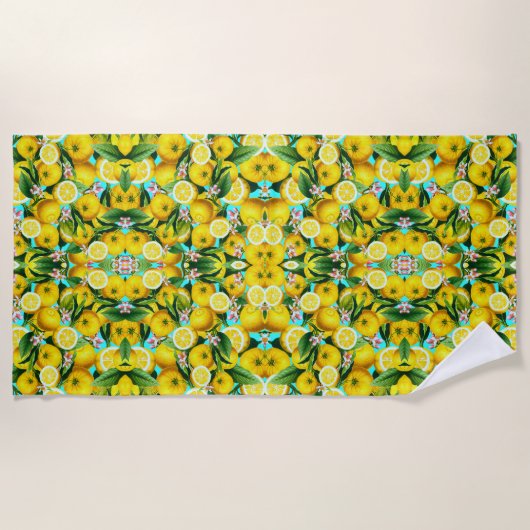 TROPISCHE LEMONS BEACH TOWEL STRANDLAKEN (Voorkant)