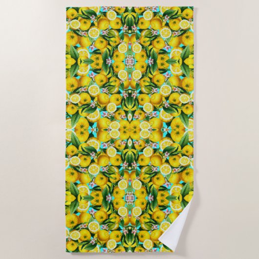 TROPISCHE LEMONS BEACH TOWEL STRANDLAKEN (Voorkant)