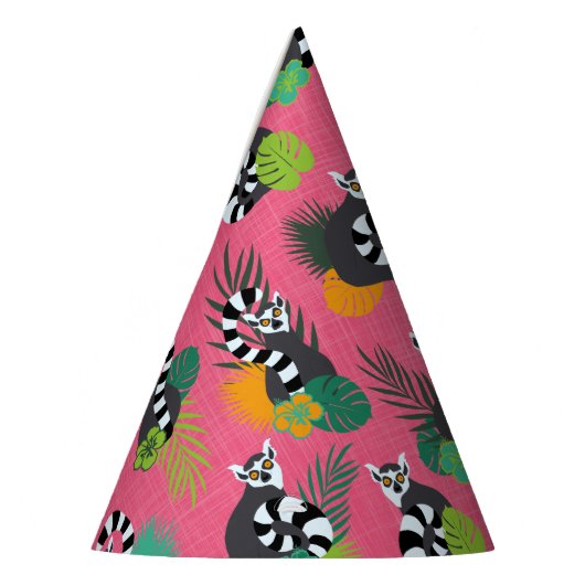 Tropische lemuren - Roze Feesthoedjes (Links)