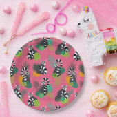 Tropische lemuren - Roze Papieren Bordje (Feest)