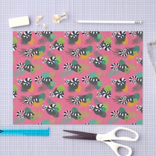 Tropische lemuren - Roze Tissuepapier (Craft)