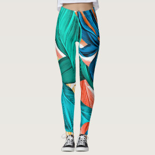 Tropische lente- en zomerbladeren leggings