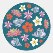 Tropische lente ronde sticker (Voorkant)