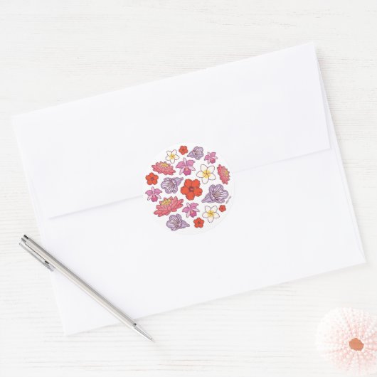 Tropische lente ronde sticker (Envelop)