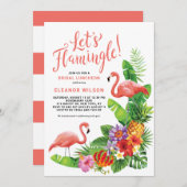 Tropische Let's Flamingle Summer Bridal Luncheon Kaart (Voorkant / Achterkant)