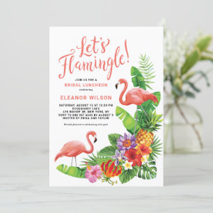 Tropische Let's Flamingle Summer Bridal Luncheon Kaart