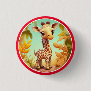Tropische Leuke Baby Giraffe Cartoon Ronde Button 3,2 Cm