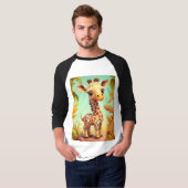 Tropische Leuke Baby Giraffe Cartoon T-shirt (Voorkant volledig)