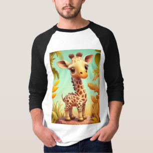 Tropische Leuke Baby Giraffe Cartoon T-shirt