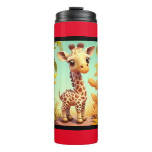 Tropische Leuke Baby Giraffe Cartoon Thermosbeker
