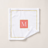 Tropische levende koraalbladeren en monogram bad handdoek (Wasdoekje)