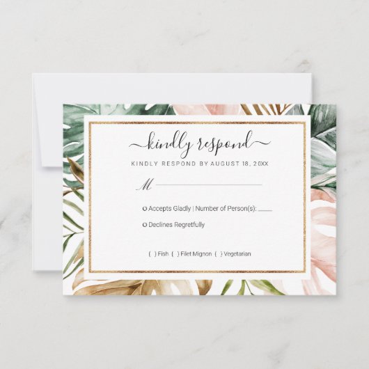Tropische leves Wedding RSVP (Voorkant)