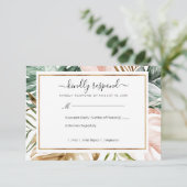 Tropische leves Wedding RSVP Kaartje (Staand voorkant)