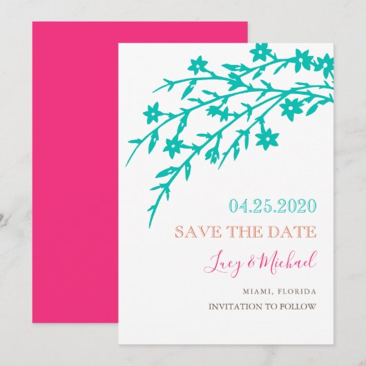 Tropische liefde Bespaar de Datum Kaart (Voorkant / Achterkant)