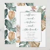 Tropische liefde en het strand bruiloft sparen de  save the date (Voorkant / Achterkant)