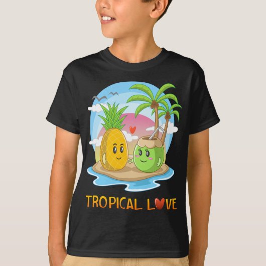 Tropische liefde grappig tropisch eiland gelukkig t-shirt (Voorkant)