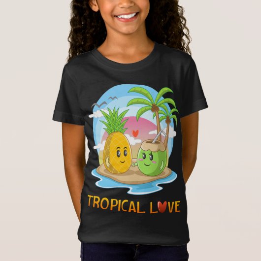 Tropische liefde grappig tropisch eiland gelukkig  t-shirt (Voorkant)