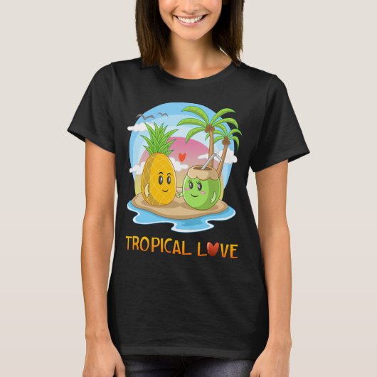 Tropische liefde grappig tropisch eiland gelukkig  t-shirt (Voorkant)
