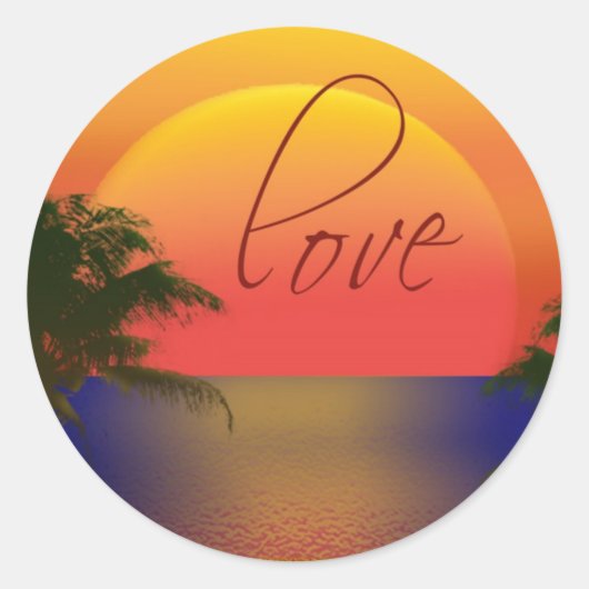 tropische liefde ronde sticker (Voorkant)