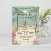 Tropische liefde verhaal zomer bruiloft kaart (Staand voorkant)