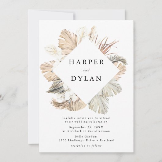 Tropische liefde Waterverf bloemenbruiloft Kaart (Voorkant)