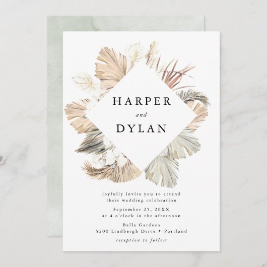 Tropische liefde Waterverf bloemenbruiloft Kaart (Voorkant / Achterkant)