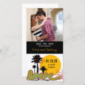 Tropische liefde zomer palmbomen retro moderne fot save the date (Voorkant / Achterkant)