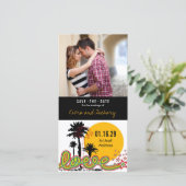 Tropische liefde zomer palmbomen retro moderne fot save the date (Staand voorkant)