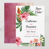 Tropische liefdesbatchbestemming save the date (Voorkant / Achterkant)