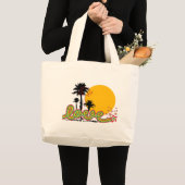 Tropische liefdessterren Retro Palm Trees Silhoutt Grote Tote Bag (Voorkant (product))