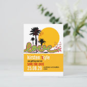 Tropische liefdeszomerpalmen redden de datum aankondigingskaart (Staand voorkant)