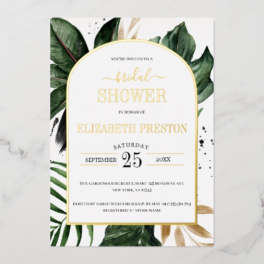 Tropische Lijst met bladzijden Folie Uitnodiging (Voorkant)