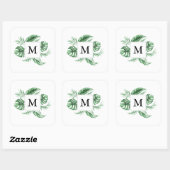 Tropische Lijst Monogram Square Sticker (Vel)