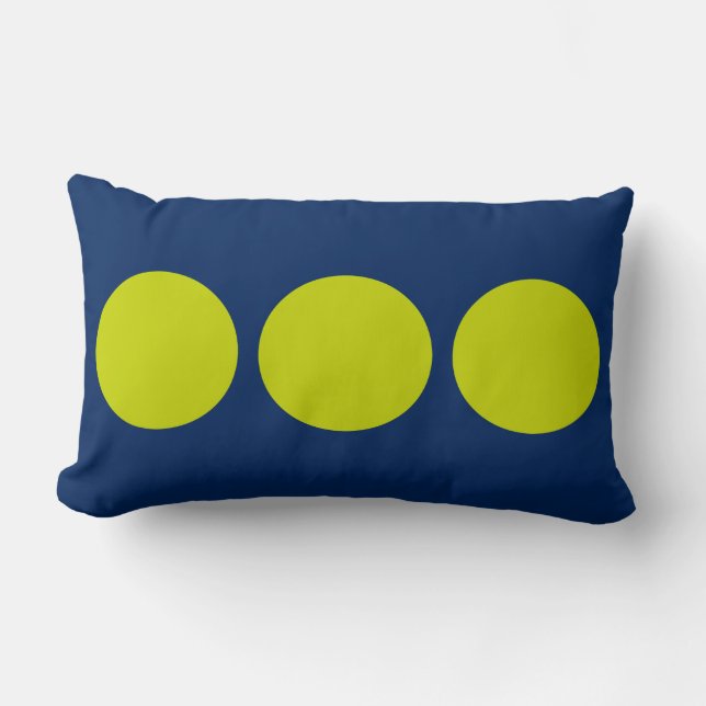 Tropische Limoen Polka Dots op Navy Blue Kussen (Voorkant)