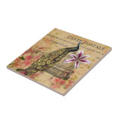 tropische lippenbloem pauw tegeltje (Zijkant)