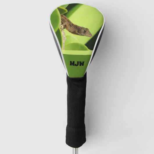 Tropische lizard Monogram Natuur Brown Gecko Golfheadcover (Voorkant)