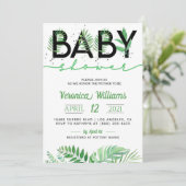 Tropische loof Baby shower uitnodiging (Staand voorkant)