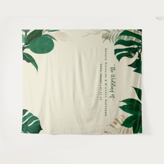 Tropische Loof Bruiloftsfotografie Achtergrond Wandkleed (Voorkant (horizontaal))