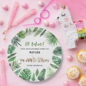 Tropische loof + gouddieren baby shower papieren bordje (Feest)