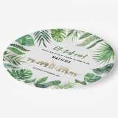 Tropische loof + gouddieren baby shower papieren bordje (Gekanteld)
