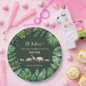 Tropische loof + gouddieren baby shower papieren bordje (Feest)